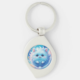 Adorable blue fluffy creature sleutelhanger