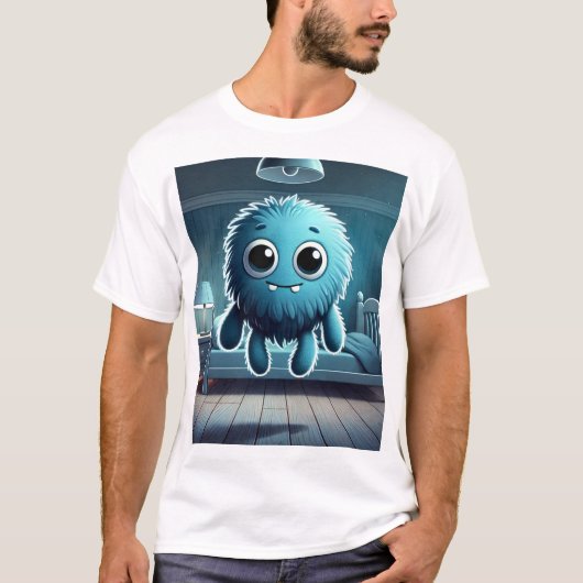Adorable Blue Fluffy Creature T-shirt (Voorkant)