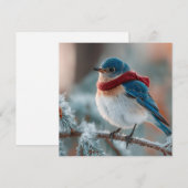 Adorable Bluebird in a Scarf  Feestdagenkaart (Voorkant / Achterkant)