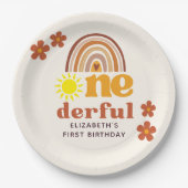 Adorable Boho-Inspired One Year Party Papieren Bordje (Voorkant)