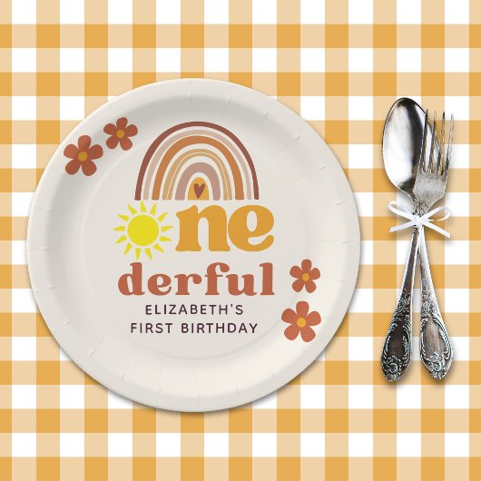 Adorable Boho-Inspired One Year Party Papieren Bordje