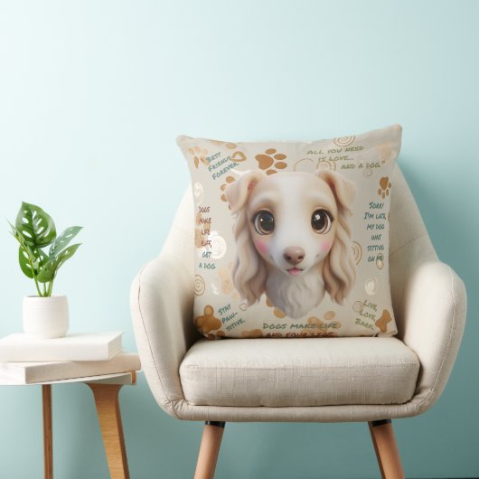 Adorable Borzoi Face Cushion Throw Pillow Kussen (Stoel)