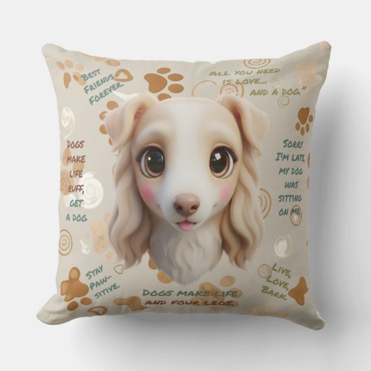 Adorable Borzoi Face Cushion Throw Pillow Kussen (Voorkant)