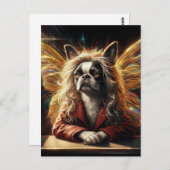 Adorable Boston Terrier Fairy in a Red Jacket Briefkaart (Voorkant / Achterkant)