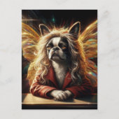 Adorable Boston Terrier Fairy in a Red Jacket Briefkaart (Voorkant)