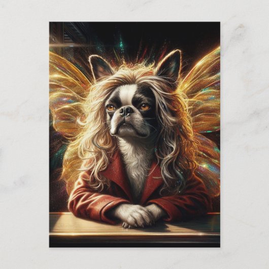 Adorable Boston Terrier Fairy in a Red Jacket Briefkaart (Voorkant)