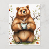 Adorable Brown Bear and a Coffee Briefkaart (Voorkant)