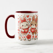 Adorable Bunny Couple Love Mug Mok (Links)
