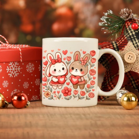 Adorable Bunny Couple Love Mug Mok