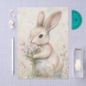 Adorable Bunny Holding a Bouquet of Wildflowers Tissuepapier (Craft)