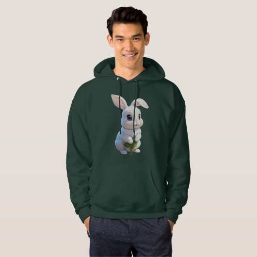 Adorable Bunny Hoodie Cute White Rabbit Design (Voorkant volledig)