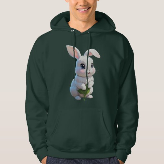 Adorable Bunny Hoodie Cute White Rabbit Design (Voorkant)