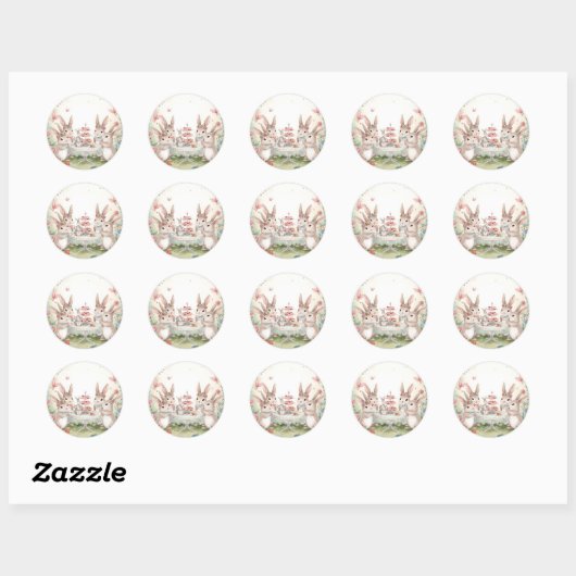 Adorable Bunny Tea Party Favor & Envelope Sticker (Vel)