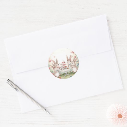 Adorable Bunny Tea Party Favor & Envelope Sticker (Envelop)