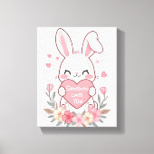 Adorable Bunny with a Love Heart Canvas Afdruk (Voorkant)