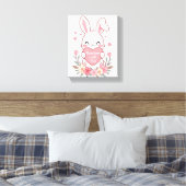 Adorable Bunny with a Love Heart Canvas Afdruk (Insitu (Slaapkamer))