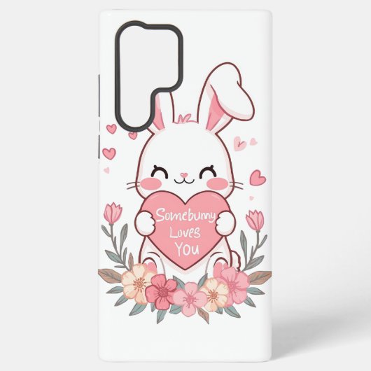 Adorable Bunny with a Love Heart Samsung Galaxy Hoesje (Achterkant)