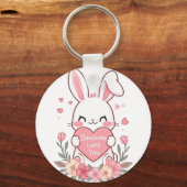 Adorable Bunny with a Love Heart Sleutelhanger (Achterkant)
