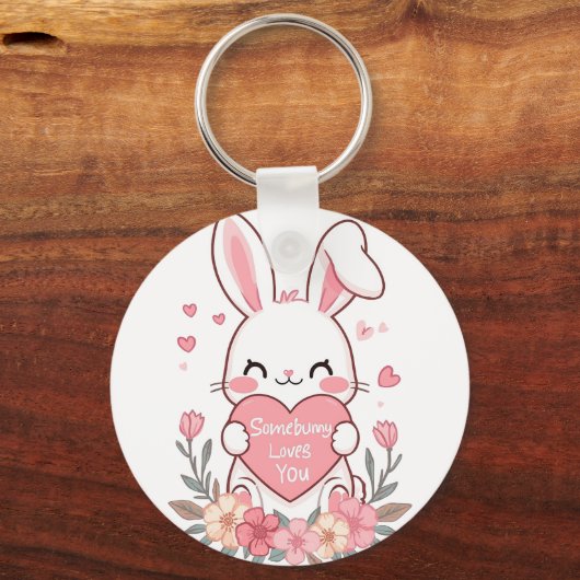 Adorable Bunny with a Love Heart Sleutelhanger (Voorkant)