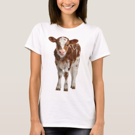 Adorable Calf Portrait on Burlap T-shirt (Voorkant)