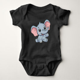 Adorable Cartoon Baby Elephant Baby Bodysuit