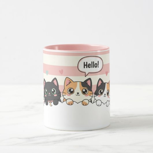 Adorable Cartoon Cat Coffee Cup Mok (Midden)
