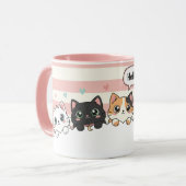 Adorable Cartoon Cat Coffee Cup Mok (Voorkant links)