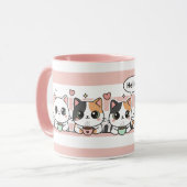 Adorable Cartoon Cat Coffee Lovers Cup Mok (Voorkant links)