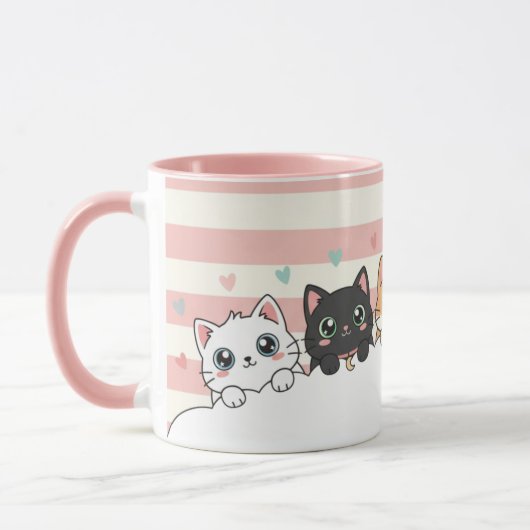 Adorable Cartoon Kat Koffiekop Mok (Links)