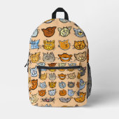 Adorable Cartoon Kitten Faces Backpack Bedrukte Rugzak (Voorkant)