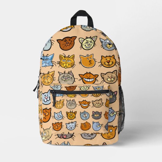 Adorable Cartoon Kitten Faces Backpack Bedrukte Rugzak (Voorkant)