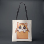 Adorable Cartoon Kitten With Big Eyes Tote Bag<br><div class="desc">Adorable cartoon kitten with large expressive eyes peeks from a small box,  conveying curiosity,  innocence and warmth for children’s projects,  pet themes,  social media and editorial use.</div>