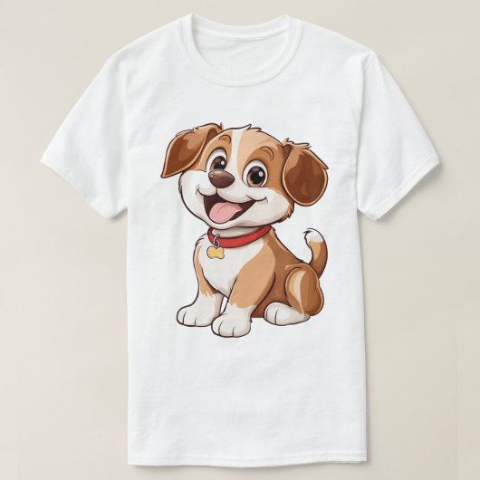 Adorable Cartoon Puppy T-shirt (Design voorkant)