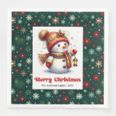 Adorable cartoon snowman with snowflakes kids  servet (Voorkant)
