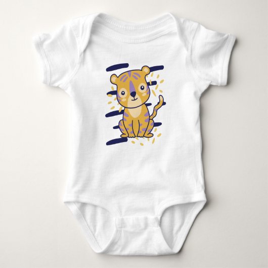 Adorable Cartoon Tiger Sitting Proudly – Jungle-Th Romper (Voorkant)