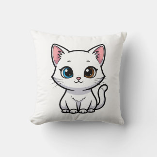 Adorable Cartoon White Cat Kussen