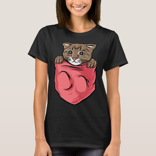 Adorable Cat  and Cute Kitten Pocket Style T-shirt (Voorkant)