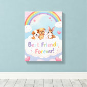 Adorable Cat Best Friends Forever Canvas Afdruk (Insitu (Houten vloer))