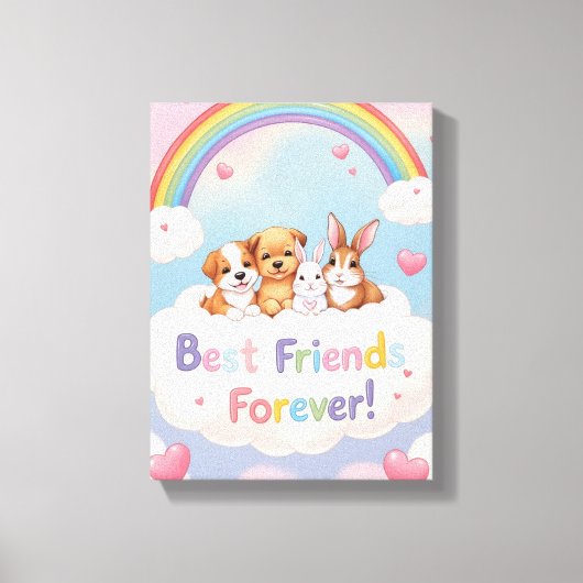 Adorable Cat Best Friends Forever Canvas Afdruk (Voorkant)