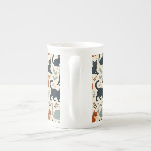 Adorable Cat Character Mug Porselein Kop (Achterkant)