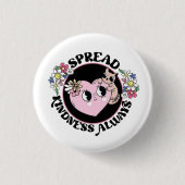 Adorable Cat & Flowers Button – Spread Kindness (Voorkant)