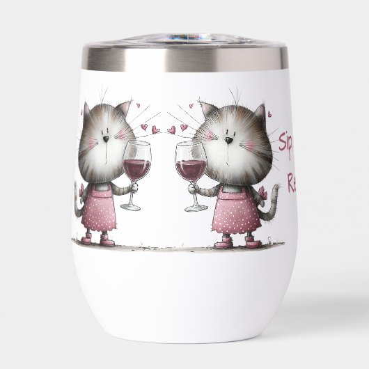 Adorable Cat Funny Wine Tumbler (Voorkant)
