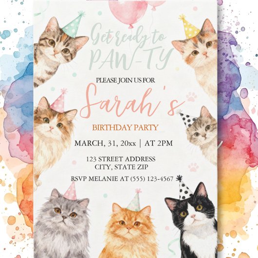 adorable Cat kids Birthday Kaart