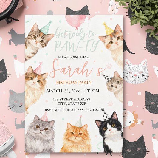 adorable Cat kids Birthday Kaart