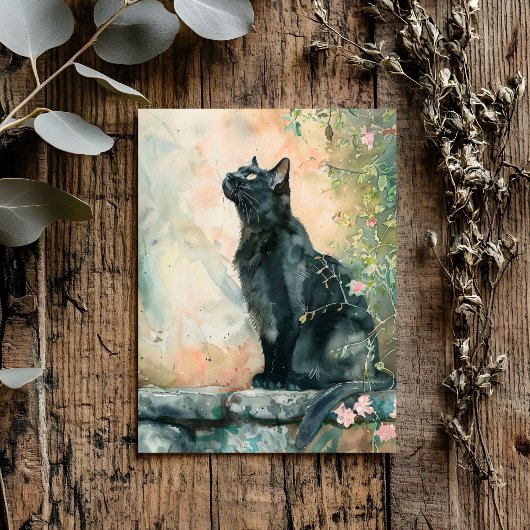 ADORABLE CAT WATERCOLOR ILLUSTRATION BRIEFKAART