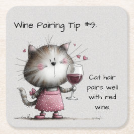 Adorable Cat With Wine Coaster Kartonnen Onderzetters