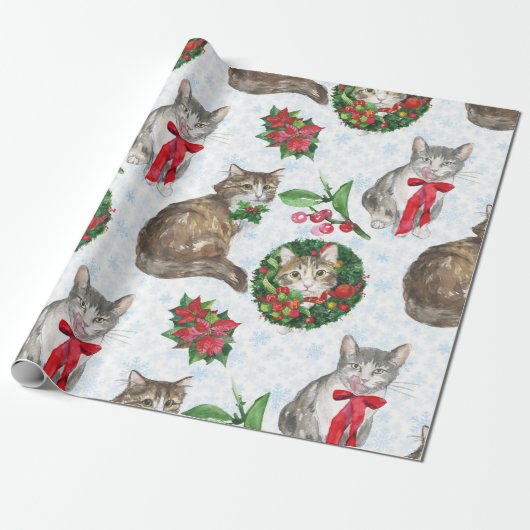 Adorable Cat Wreath Cadeaupapier (Uitgerold)