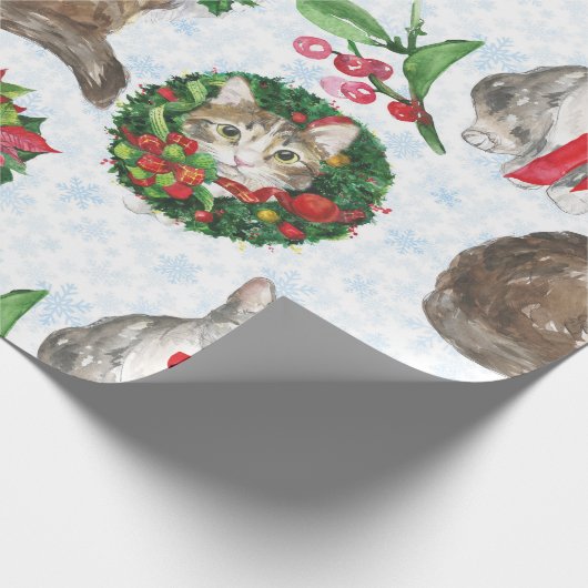 Adorable Cat Wreath Cadeaupapier (Hoek)
