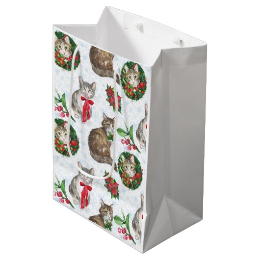 Adorable Cat Wreath Medium Cadeauzakje (Voorkant Gekanteld)