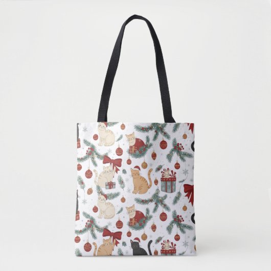 Adorable Cats and Christmas Pattern Tote Bag (Voorkant)